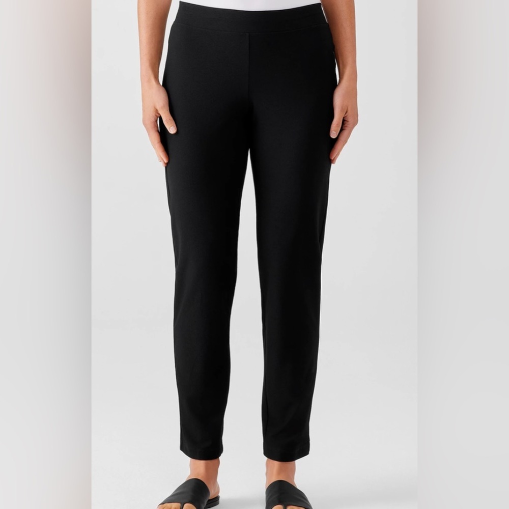 Eileen Fisher Washable Stretch Crepe Black Pull On Pant